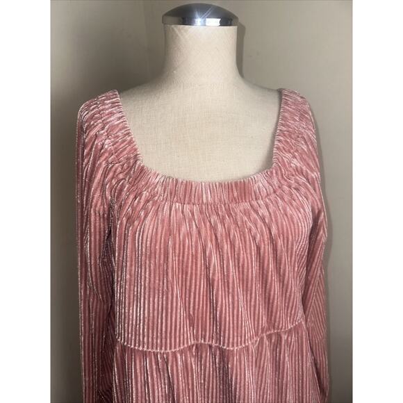 NEW Suzanne Betro Dress Dusty Pink Ribbed Stretch Maxi Ruffle Hem Size Large NEW - Picture 3 of 10